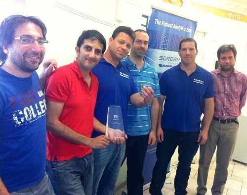 Proud SQream Team members holding the "One to Watch" Award!